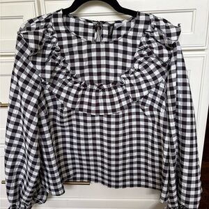 H&M Gingham Black and White Checkered Women's Top